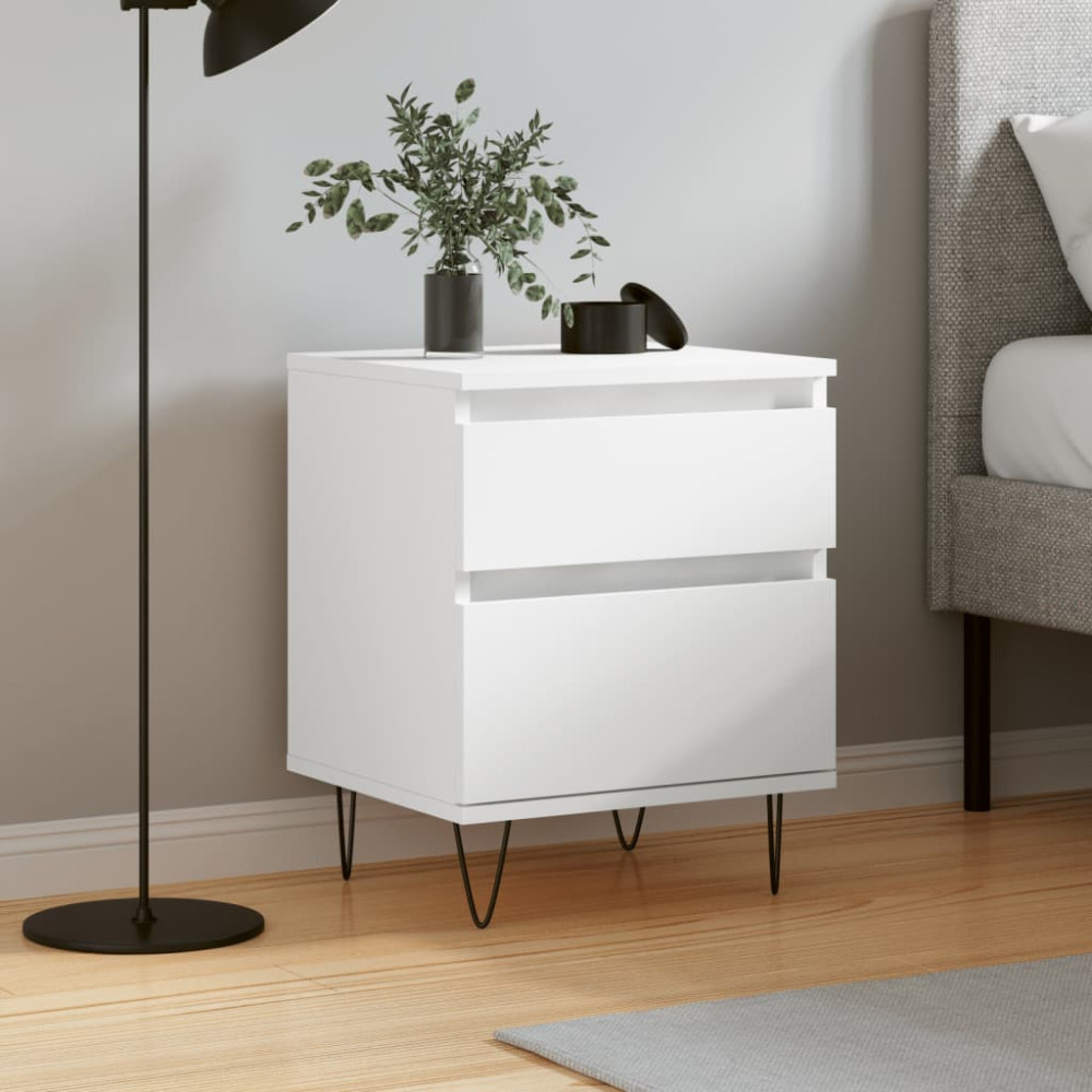 Produktbild för Sängbord vit 40x35x50 cm konstruerat trä