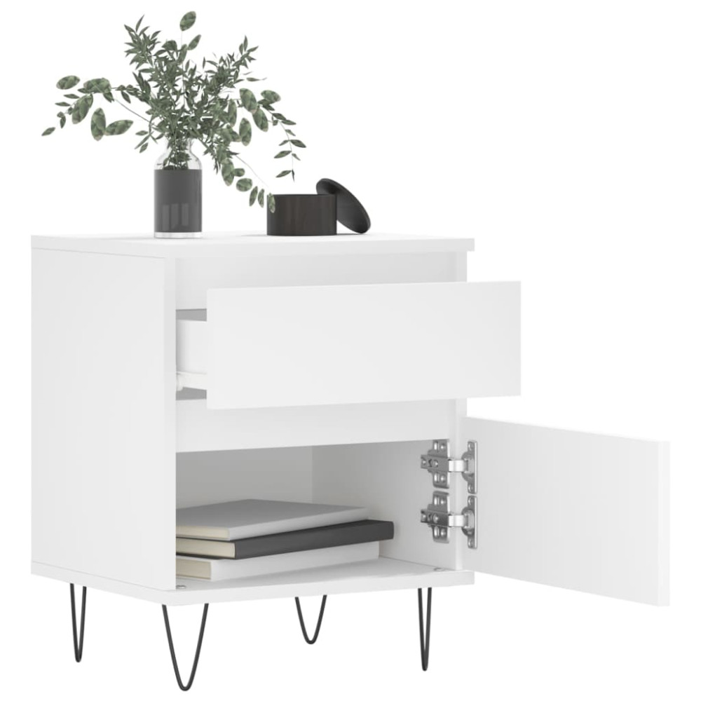 Produktbild för Sängbord vit 40x35x50 cm konstruerat trä