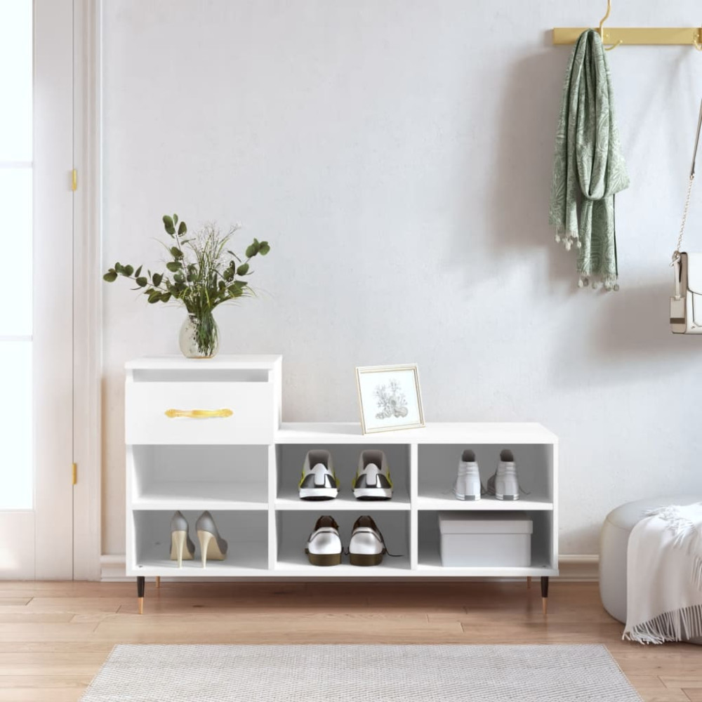 Produktbild för Skoskåp vit 102x36x60 cm konstruerat trä