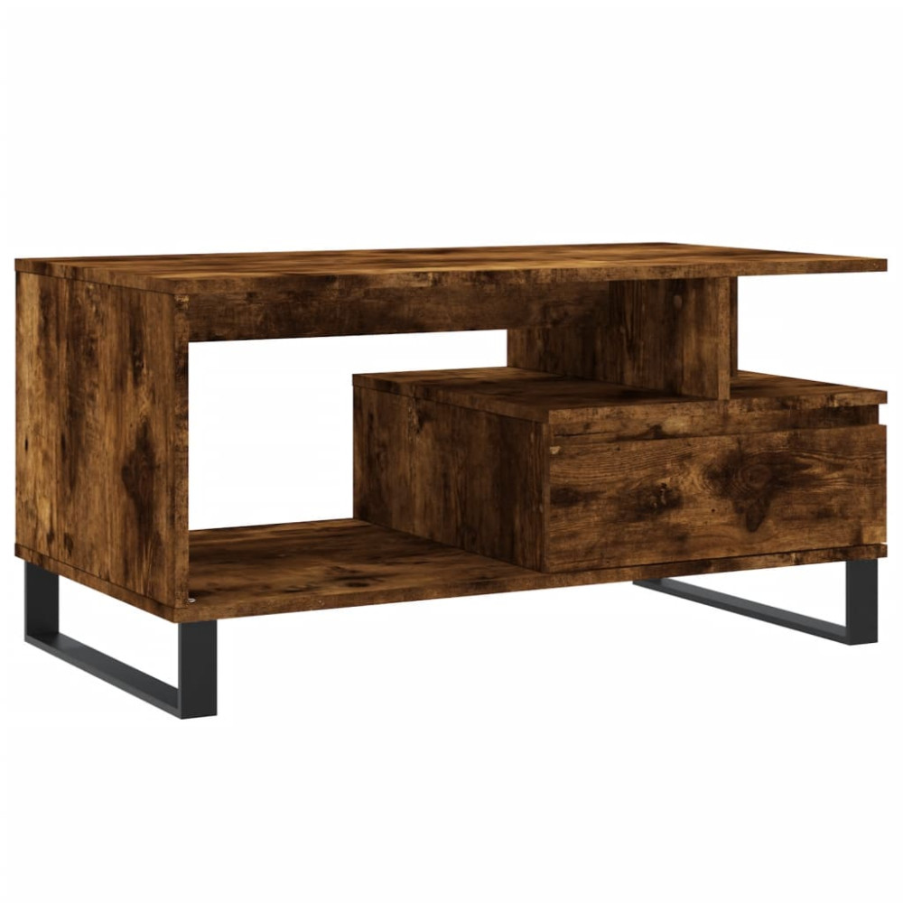 Produktbild för Soffbord rökfärgad ek 90x49x45 cm konstruerat trä