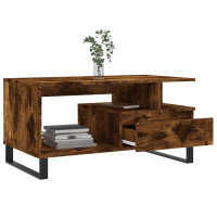 Produktbild för Soffbord rökfärgad ek 90x49x45 cm konstruerat trä