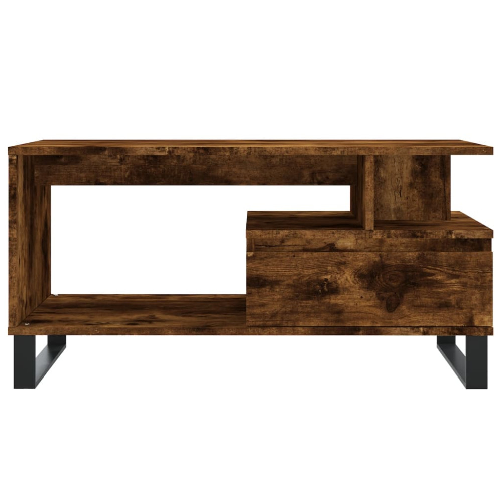 Produktbild för Soffbord rökfärgad ek 90x49x45 cm konstruerat trä