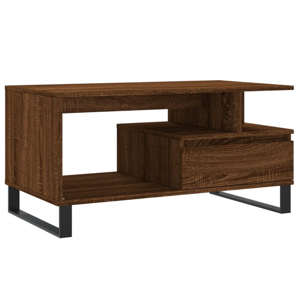 Produktbild för Soffbord brun ek 90x49x45 cm konstruerat trä