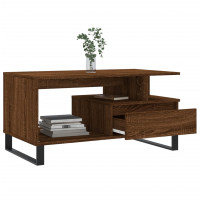 Produktbild för Soffbord brun ek 90x49x45 cm konstruerat trä