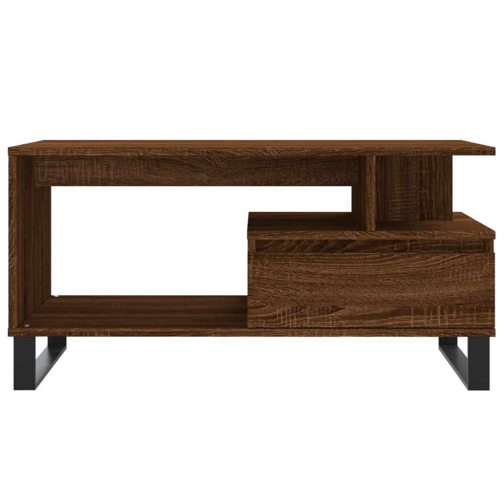 Produktbild för Soffbord brun ek 90x49x45 cm konstruerat trä