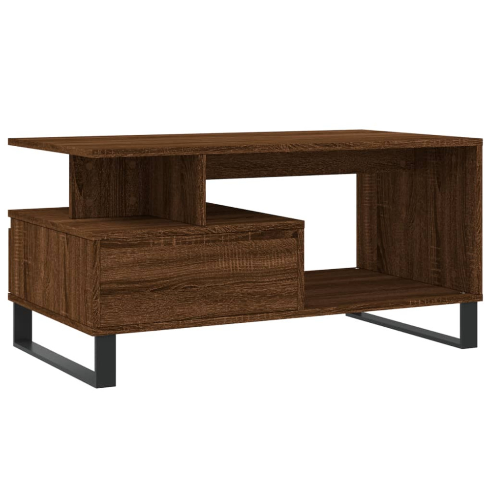 Produktbild för Soffbord brun ek 90x49x45 cm konstruerat trä