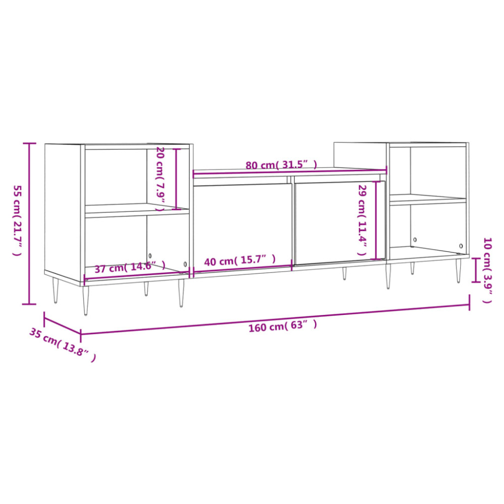 Produktbild för Tv-bänk sonoma-ek 160x35x55 cm konstruerat trä