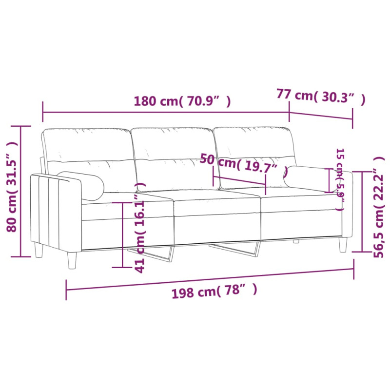Produktbild för 3-sits soffa med prydnadskuddar mörkgrå 180 cm tyg