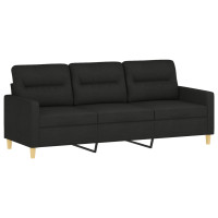 Produktbild för 3-sitssoffa med prydnadskuddar svart 180 cm tyg