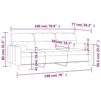 Produktbild för 3-sitssoffa med prydnadskuddar svart 180 cm tyg