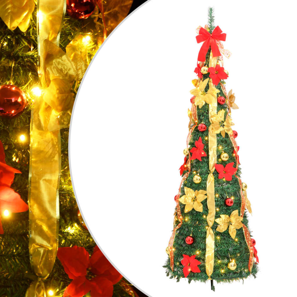 Produktbild för Plastgran pop-up 150 LED grön 180 cm