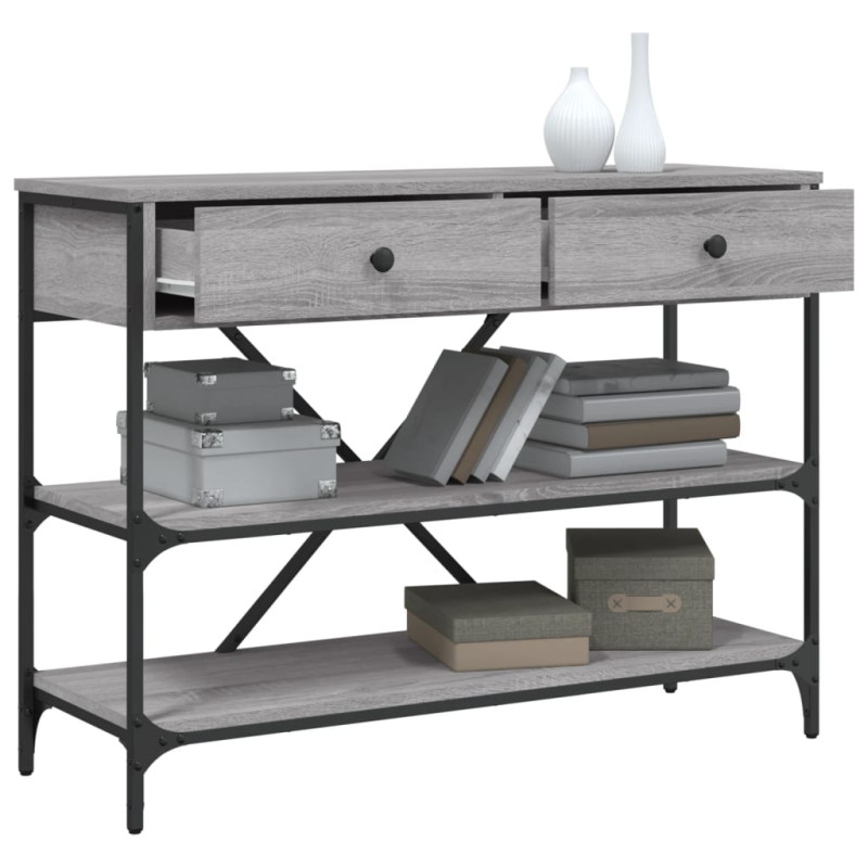 Produktbild för Konsolbord med lådor och hyllor grå sonoma konstruerat trä