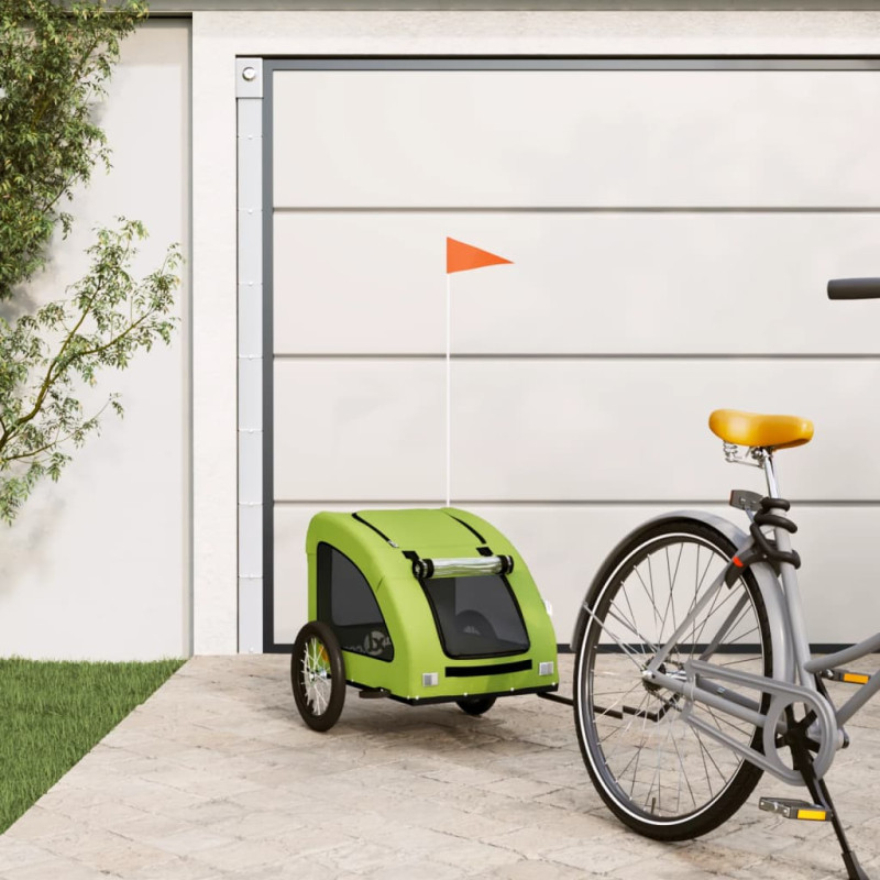 Produktbild för Cykelvagn för djur grön oxfordtyg och järn