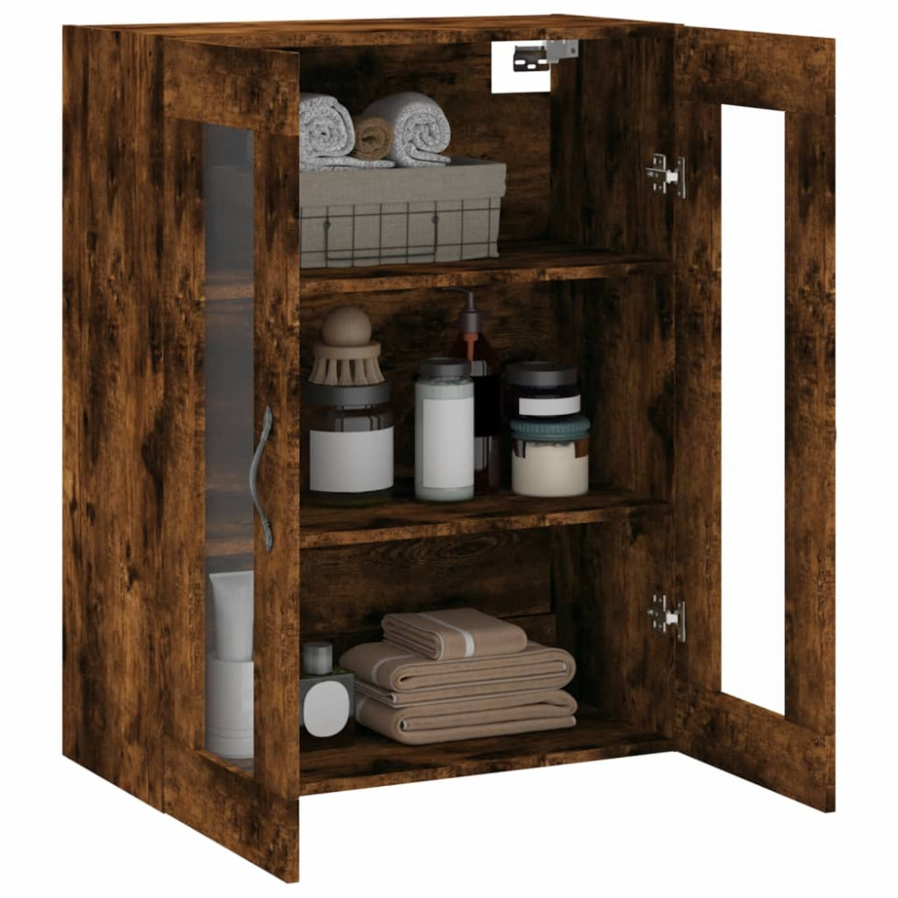 Produktbild för Väggskåp rökfärgad ek 69,5x34x90 cm konstruerat trä