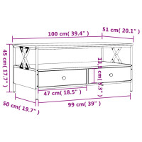 Produktbild för Soffbord sonoma-ek 100x51x45 cm konstruerat trä