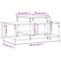 Produktbild för Soffbord rökfärgad ek 102x60x45 cm konstruerat trä