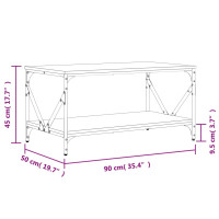 Produktbild för Soffbord brun ek 90x50x45 cm konstruerat trä