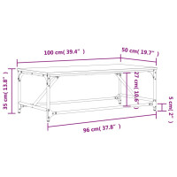 Produktbild för Soffbord sonoma-ek 100x50x35 cm konstruerat trä