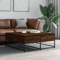 Produktbild för Soffbord brun ek 100x99x40 cm konstruerat trä