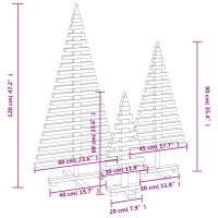 Produktbild för Julgran i trä för dekoration 3 st massiv furu