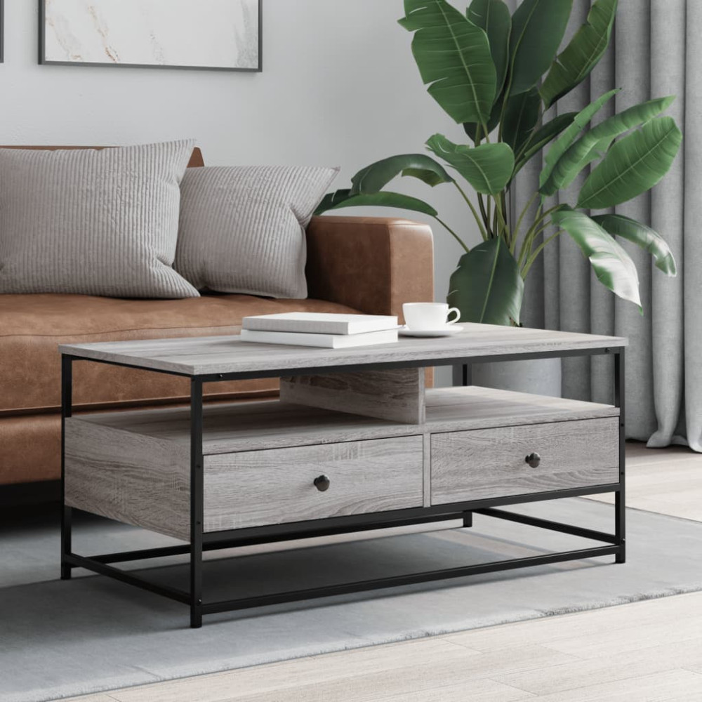 Produktbild för Soffbord grå sonoma 100x51x45 cm konstruerat trä
