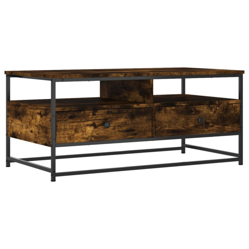 Produktbild för Soffbord rökfärgad ek 100x51x45 cm konstruerat trä
