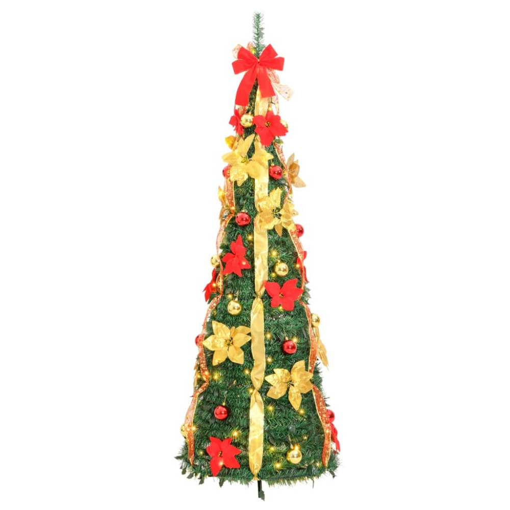 Produktbild för Plastgran pop-up 100 LED grön 150 cm