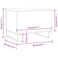 Produktbild för Soffbord vit högglans 60x44,5x45 cm konstruerat trä