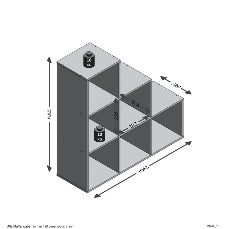 Produktbild för FMD rumsavdelare med 6 fack 104,3x32,6x106,5 cm sandek