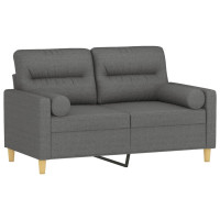 Miniatyr av produktbild för 2-sits soffa med prydnadskuddar mörkgrå 120 cm tyg