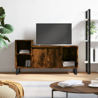 Miniatyr av produktbild för Tv-bänk rökfärgad ek 100x35x55 cm konstruerat trä