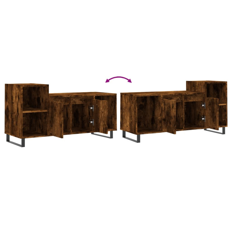 Produktbild för Tv-bänk rökfärgad ek 100x35x55 cm konstruerat trä