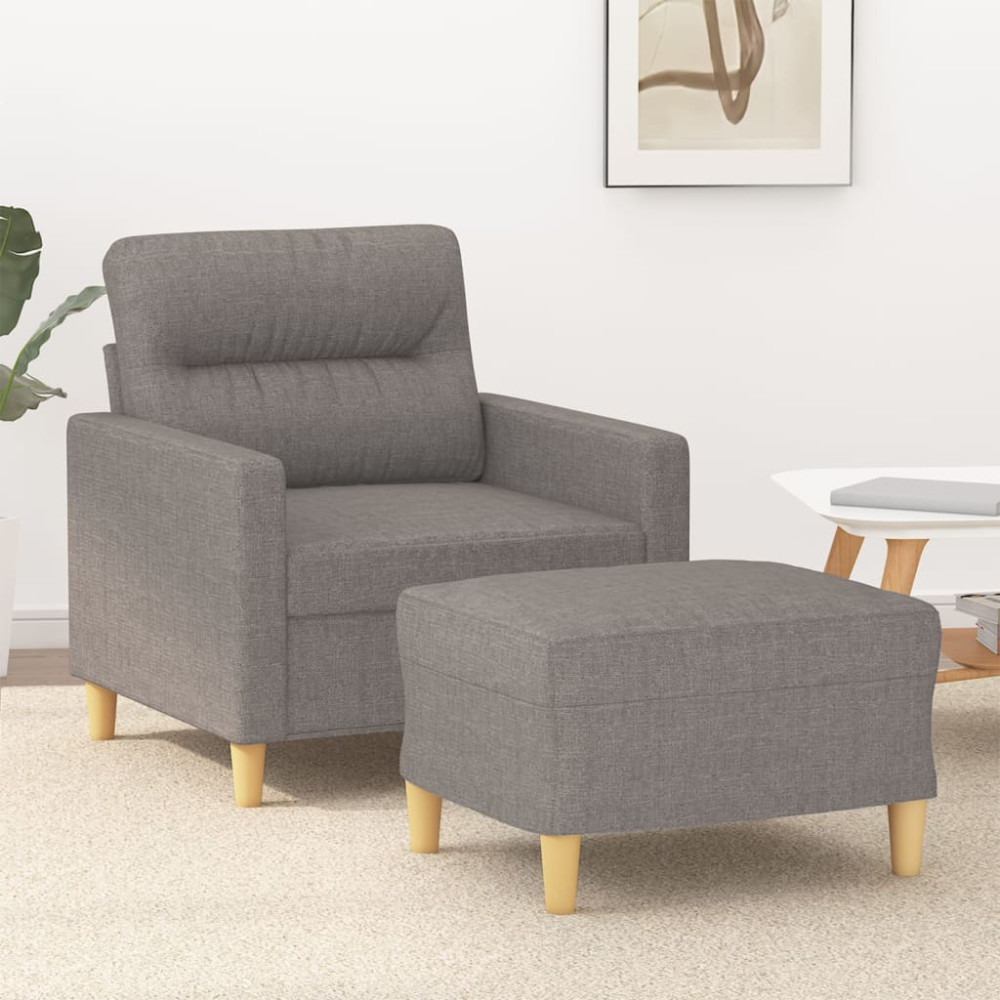 Produktbild för Fåtölj med fotpall Taupe 60 cm tyg