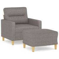 Produktbild för Fåtölj med fotpall Taupe 60 cm tyg