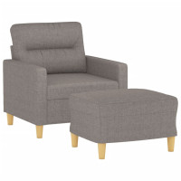 Produktbild för Fåtölj med fotpall Taupe 60 cm tyg
