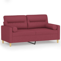 Produktbild för 2-sits soffa med prydnadskuddar vinröd 140 cm tyg