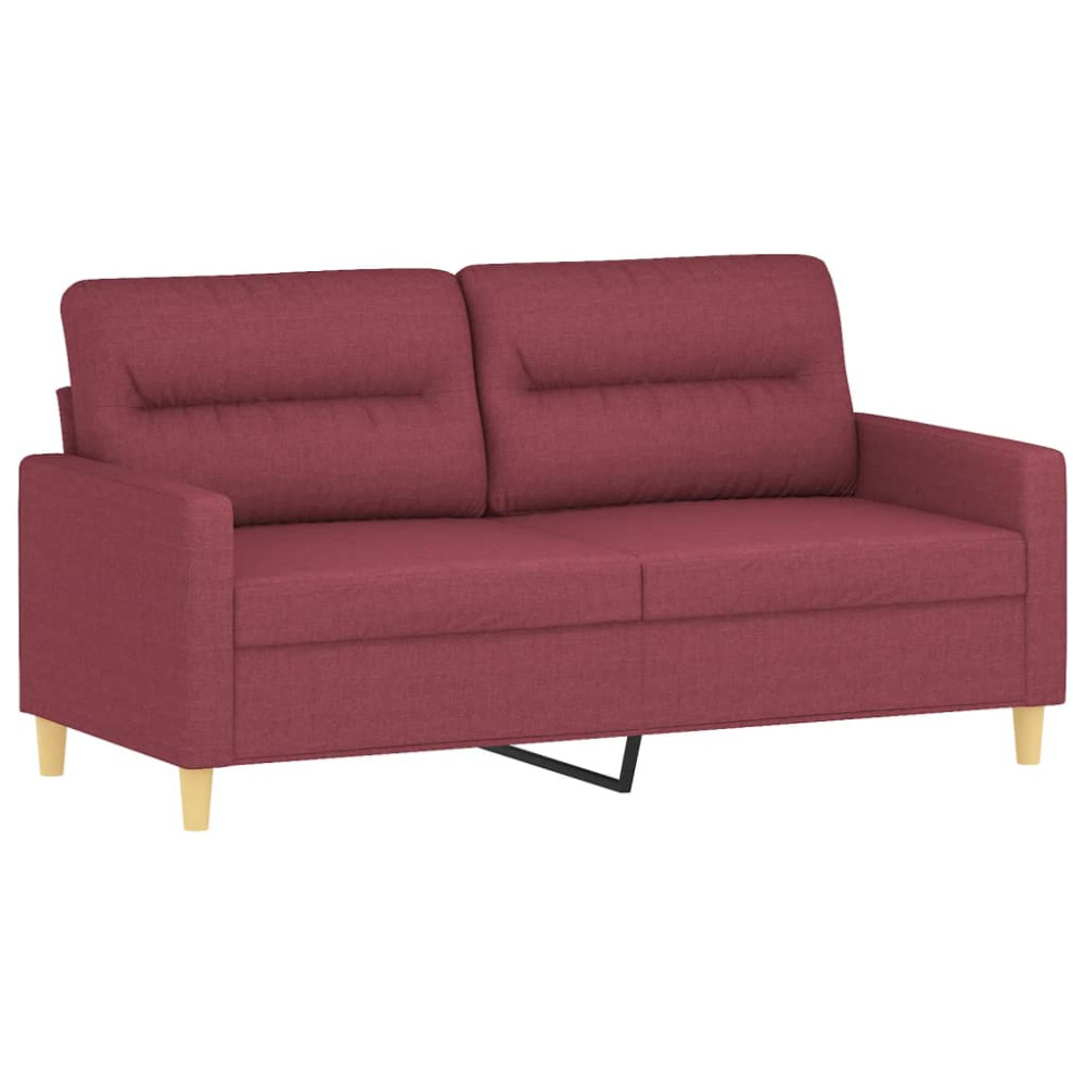 Produktbild för 2-sits soffa med prydnadskuddar vinröd 140 cm tyg