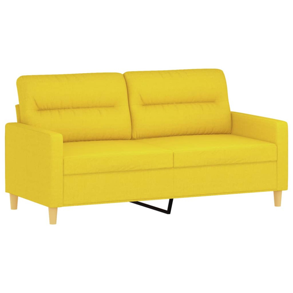 Produktbild för 2-sits soffa med prydnadskuddar ljusgul 140 cm tyg