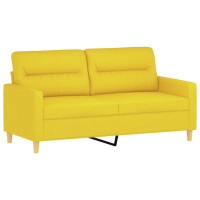 Produktbild för 2-sits soffa med prydnadskuddar ljusgul 140 cm tyg
