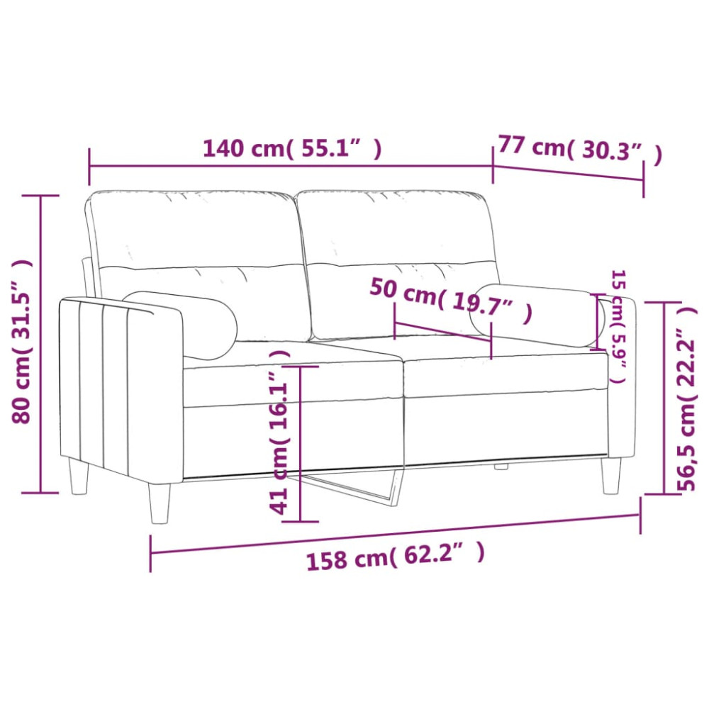 Produktbild för 2-sits soffa med prydnadskuddar ljusgul 140 cm tyg