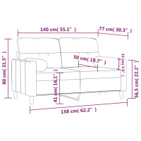 Produktbild för 2-sits soffa med prydnadskuddar ljusgul 140 cm tyg