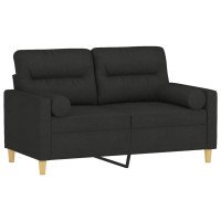 Miniatyr av produktbild för 2-sits soffa med prydnadskuddar svart 120 cm tyg