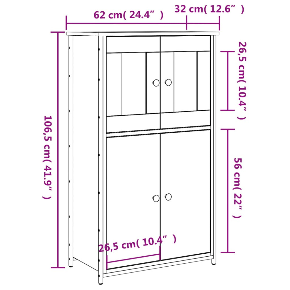 Produktbild för Högskåp sonoma-ek 62x32x106,5 cm konstruerat trä