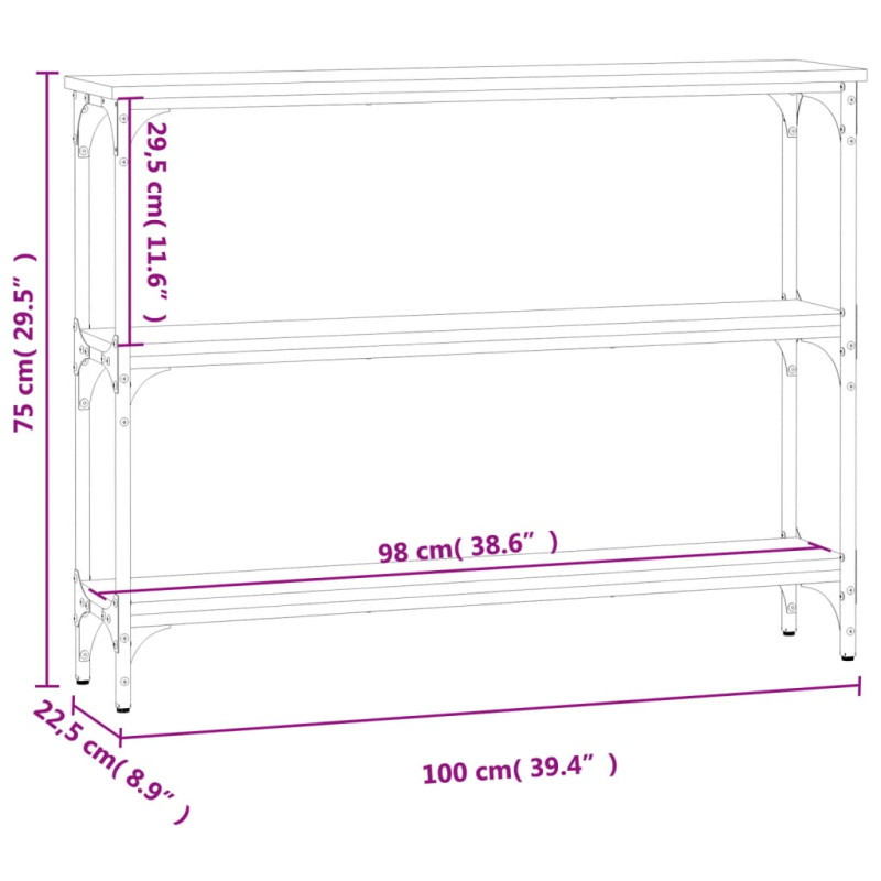 Produktbild för Avlastningsbord rökfärgad ek 100x22,5x75 cm konstruerat trä