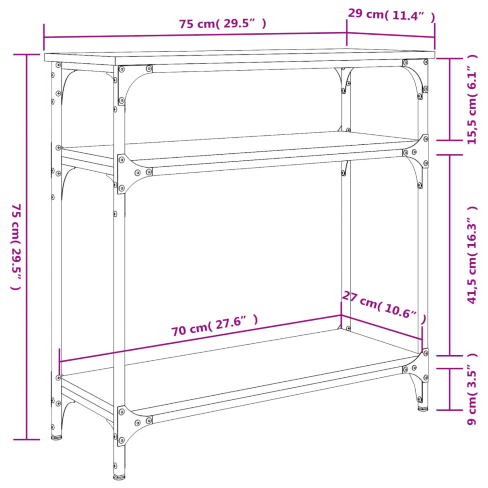 Produktbild för Avlastningsbord sonoma-ek 75x29x75 cm konstruerat trä