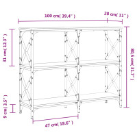Produktbild för Avlastningsbord rökfärgad ek 100x28x80,5 cm konstruerat trä
