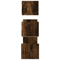 Produktbild för Vägghyllor 3 st med stänger rökfärgad ek konstruerat trä