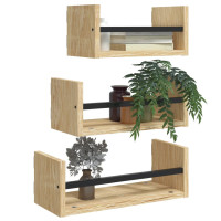 Miniatyr av produktbild för Vägghyllor 3 st med stänger sonoma-ek konstruerat trä