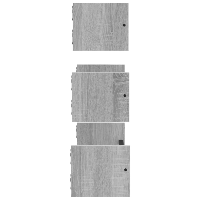 Produktbild för Vägghyllor 3 st med stänger grå sonoma konstruerat trä
