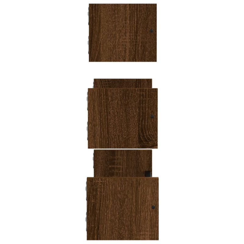 Produktbild för Vägghyllor 3 st med stänger brun ek konstruerat trä